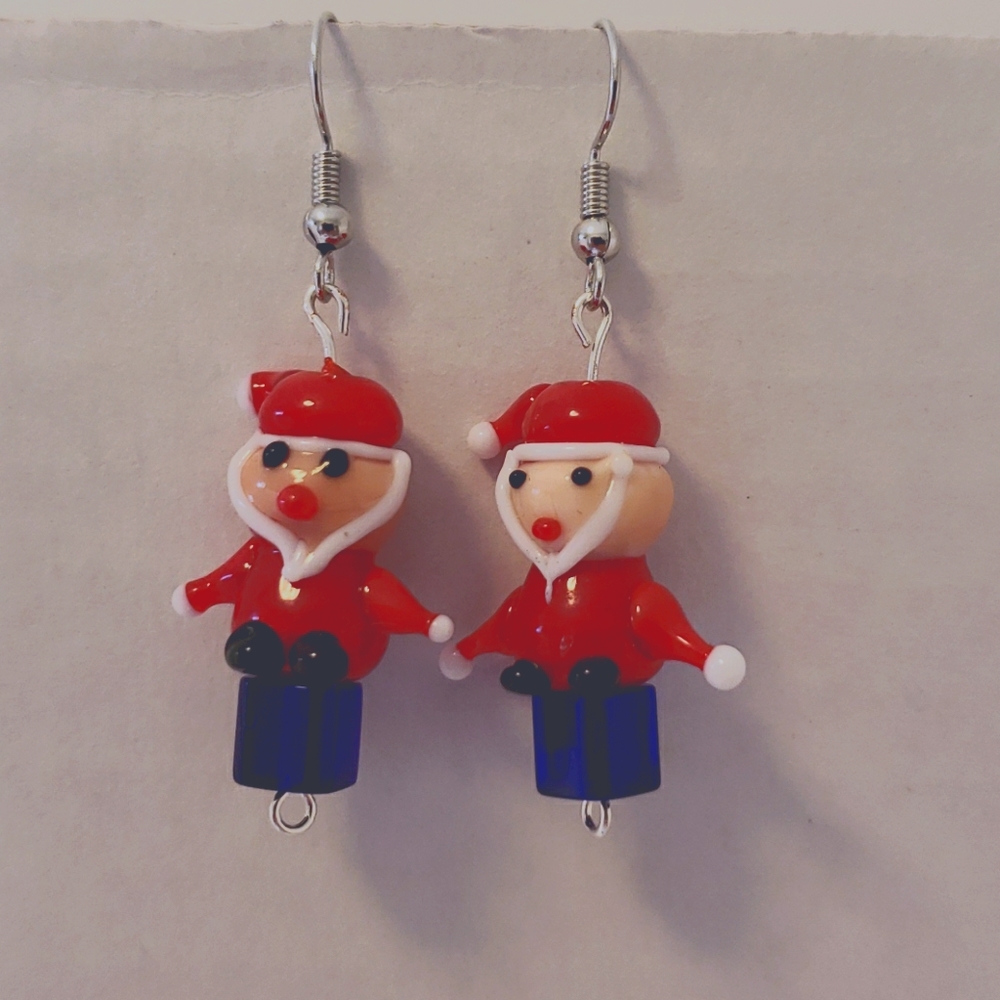Christmas Holiday Earrings Santa